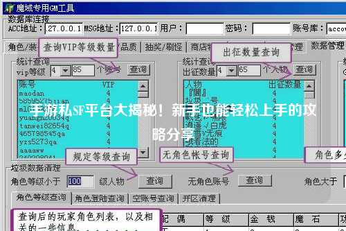 手游私SF平台大揭秘!新手也能轻松上手的攻略分享✨