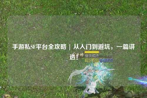 手游私SF平台全攻略 | 从入门到避坑，一篇讲透！